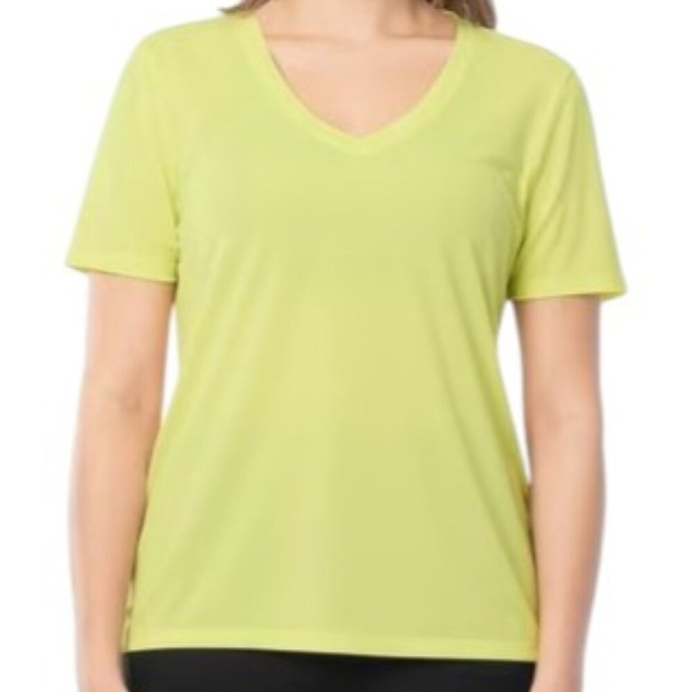 Athletic Works Women's Active Texture Knit V-Neck Tee, Sizes M 8-10 Color Weld G